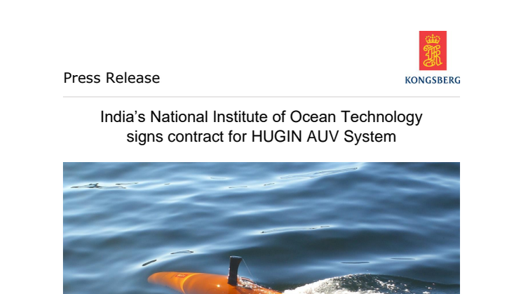 India’s National Institute of Ocean Technology signs contract for HUGIN AUV System