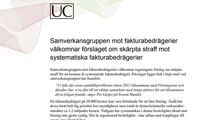 Samverkansgruppen mot fakturabedrägerier välkomnar förslaget om skärpta straff mot systematiska fakturabedrägerier