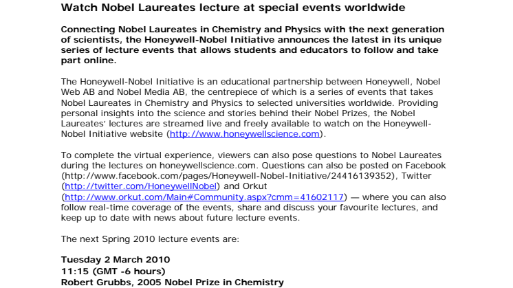 Watch Nobel Laureates lecture at special events worldwide