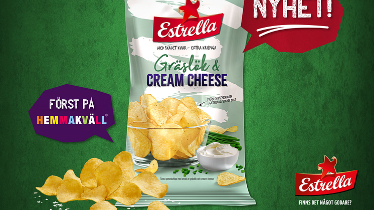 Estrella lanserar potatischips med smak av Gräslök & Cream cheese 2018