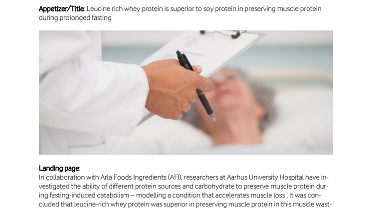 Leucine rich whey protein is superior to soy protein in preserving muscle protein during prolonged fasting