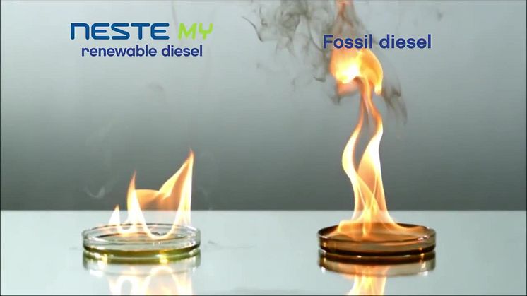 Neste MY förnybar diesel jämfört med fossil diesel