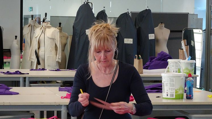 Senior Pattern Cutting Technician Kim Smith - a member of the Northumbria University team involved in producing thousands of NHS scrubs and gowns (credit: Justin Marshall)