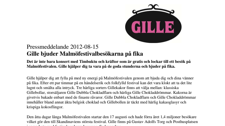 Gille bjuder Malmöfestivalbesökarna på fika