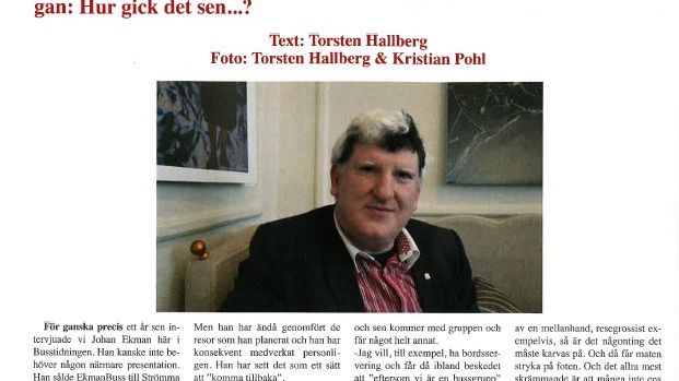 Johan Ekman i Busstidningen 