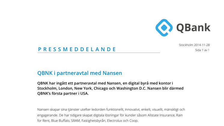 QBNK i partneravtal med Nansen