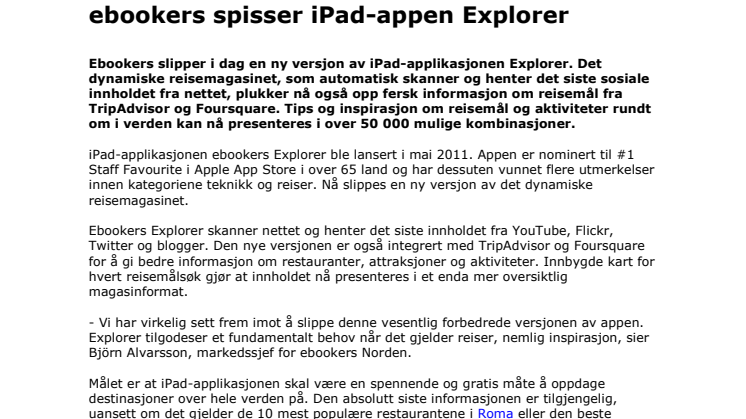 ebookers spisser iPad-appen Explorer