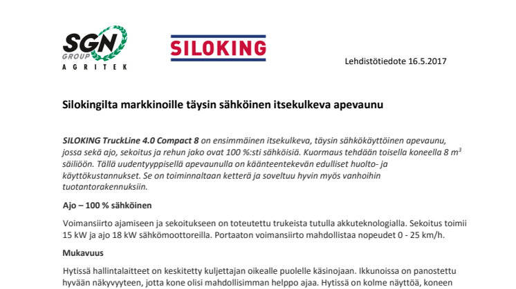 Agritek Oy: Silokingilta markkinoille täysin sähköinen itsekulkeva apevaunu