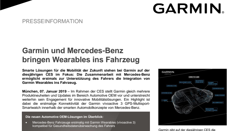 Garmin und Mercedes-Benz bringen Wearables ins Fahrzeug 