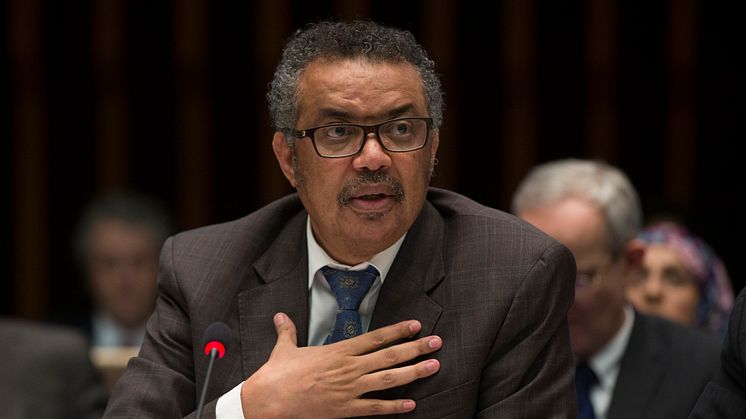 Tedros Adhanom Ghebreyesu, generaldirektör för världshälsoorganisationen och blivande hedersdoktor vid Umeå universitet. Foto:  WHO