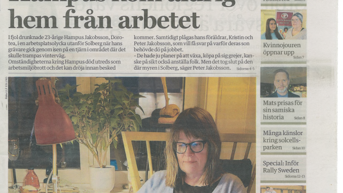 Nordsveriges regionala tidning lyfter fram Madelene Edlunds "Vi kom från Johannes"