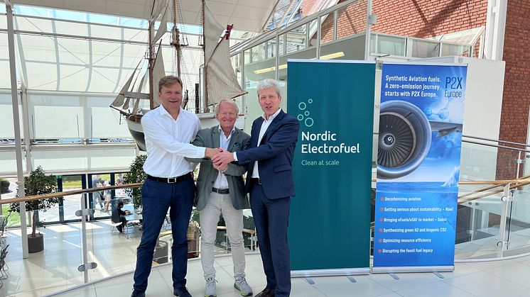 Volker Ebeling, Executive Director, P2X-Europe und SVP New Energy, Chemicals & Gas, Mabanaft; Gunnar Holen, CEO Nordic Electrofuels; Detlev Woesten, CEO P2X-Europe und Chief Sustainability Officer H&R. © Mabanaft GmbH & Co. KG