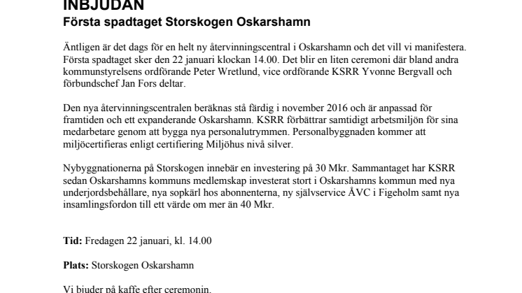Första spadtaget Storskogen Oskarshamn