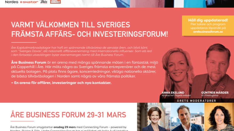 Inbjudan Åre Business Forum 29-31 mars 2017