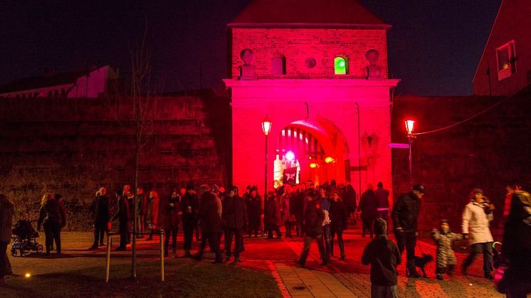 Norre Port under Ljusfesten 2013. Även i år blir det ett konstverk här. Foto: Patrik Leonardsson