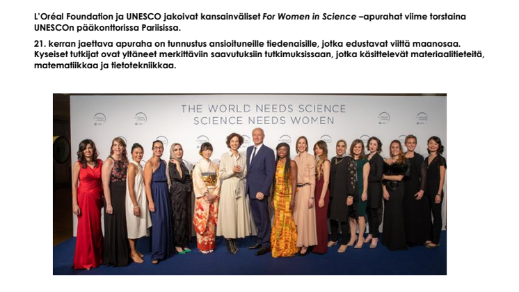 Laura Elo, Turun yliopisto, matematiikka, For Women in Science, International Rising Talent