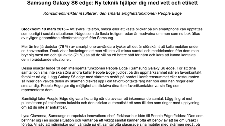 Samsung Galaxy S6 edge: Ny teknik hjälper dig med vett och etikett 