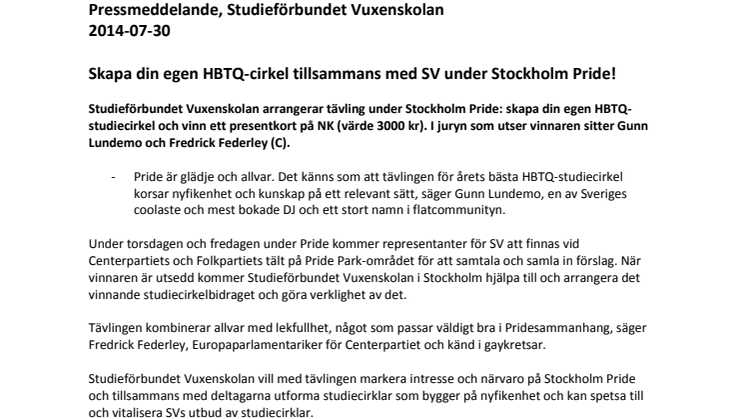 Skapa din egen HBTQ-cirkel tillsammans med SV under Stockholm Pride!