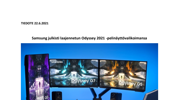 Samsung julkisti laajennetun Odyssey 2021 -pelinäyttövalikoimansa
