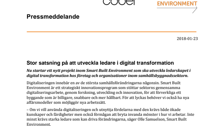 Stor satsning på att utveckla ledare i digital transformation