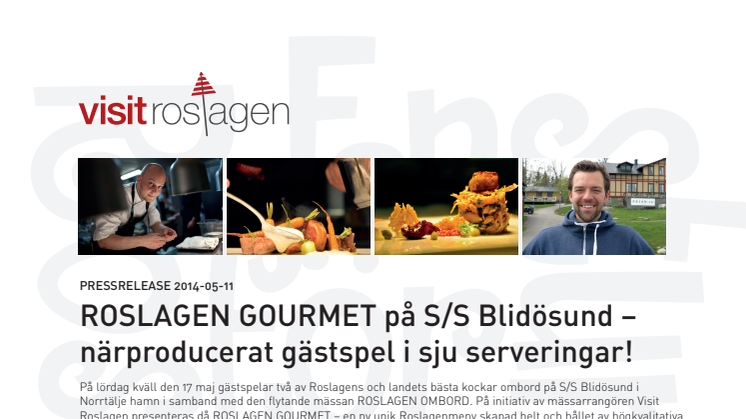  ROSLAGEN GOURMET på S/S Blidösund -  närproducerat gästspel i sju serveringar!                                                 