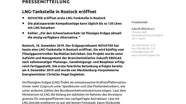 LNG-Tankstelle in Rostock eröffnet