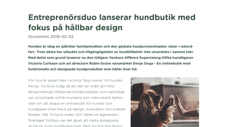 Entreprenörsduo lanserar hundbutik med fokus på hållbar design