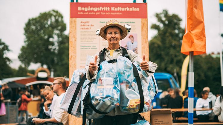 Sop-Sune göteborgarens engång- och förpackningsmängd per månad = 15 kilo, under hela Kulturkalaset. Foto Studiografen/Göteborg & Co. 