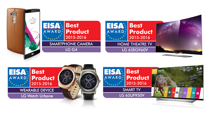 FIRE PRISER TIL LG ELECTRONICS VED EISA AWARDS 2015-2016