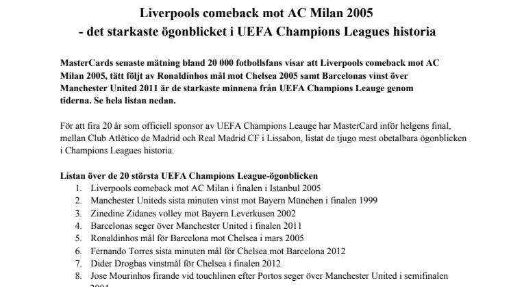  Liverpools comeback mot AC Milan 2005 - det starkaste ögonblicket i UEFA Champions Leagues historia