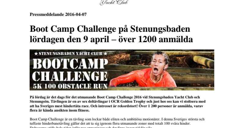 Boot Camp Challenge på Stenungsbaden lördagen den 9 april – över 1200 anmälda