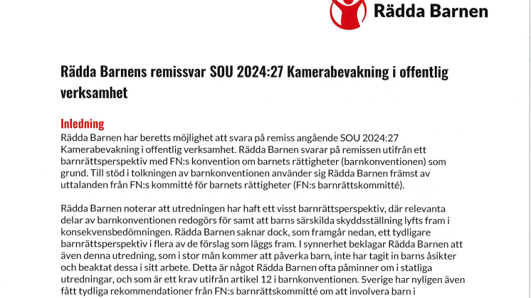 Remissvar SOU 2024 27 Rädda Barnen.pdf