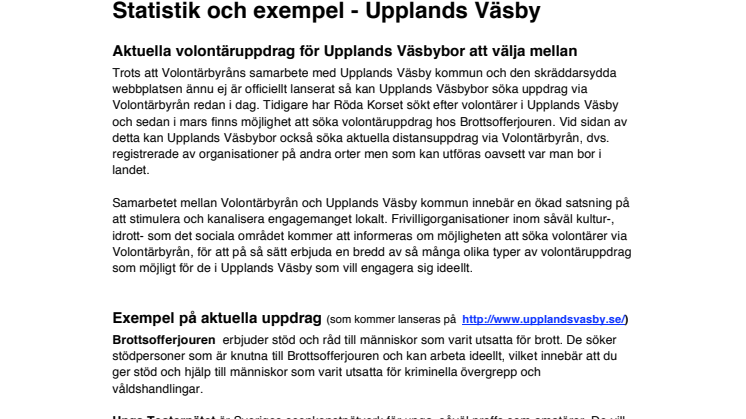 Upplands Väsby kommun startar samarbete med Volontärbyrån