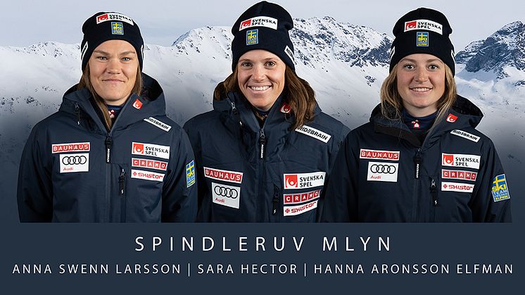 Anna Swenn Larsson, Sara Hector och Hanna Aronsson Elfman utgör laget som kör slalom i Spindleruv Mlyn 28-29 januari.