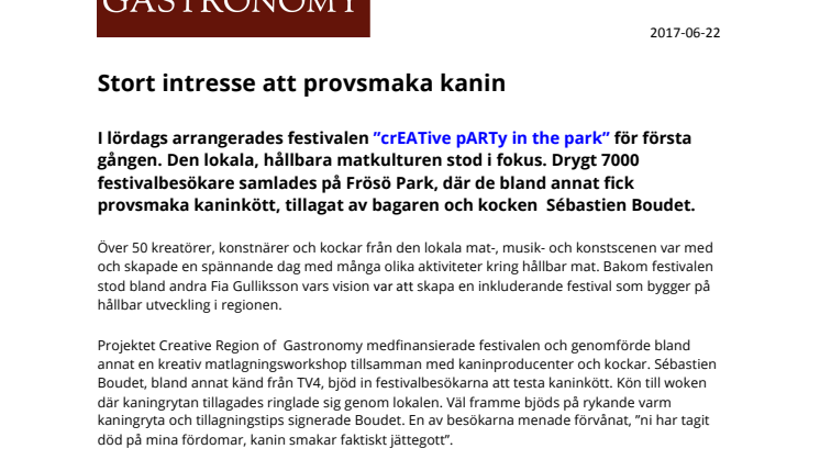 Stort intresse att provsmaka kanin