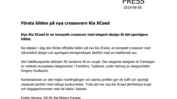 Första bilden på nya crossovern Kia XCeed 