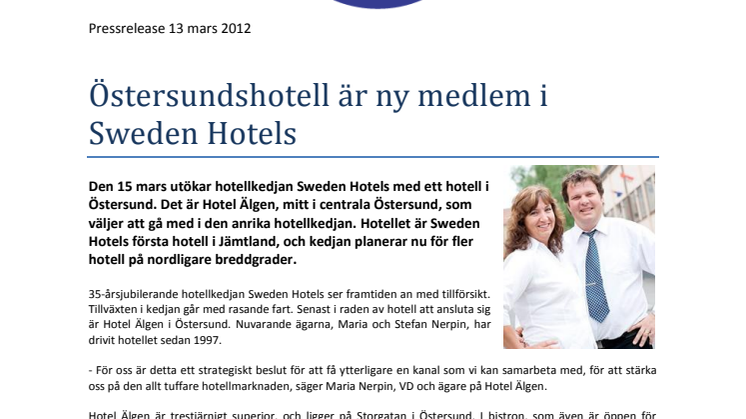 Östersundshotell är ny medlem i Sweden Hotels