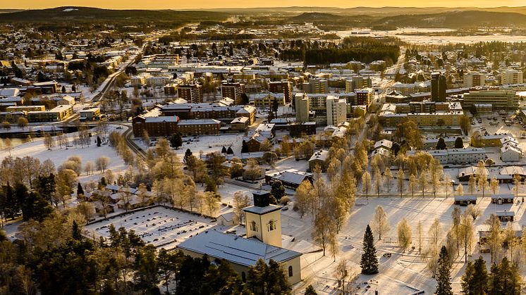 Vy över Boden Centrum, med kvarteret Enen 1 i bild. Foto Mats Engfors Fotographic 