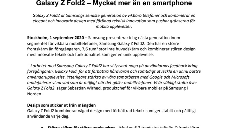 Galaxy Z Fold2 – Mycket mer än en smartphone