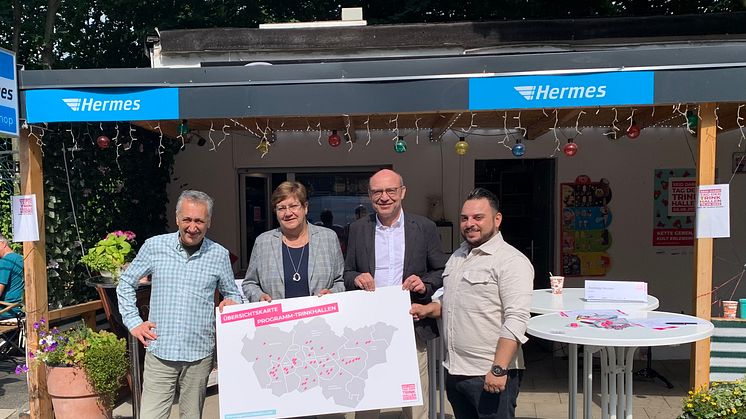 v.l.n.r. Kazim Calisgan, Karola Geiß-Netthöfel, Axel Biermann, Mustafa Akbulut bei der Programmvorstellung. Foto: Ruhr Tourismus