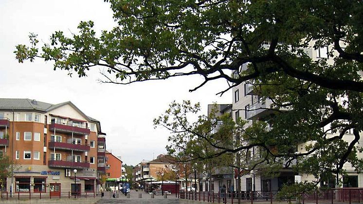 Mölnlycke centrum. Securitas tecknar treårigt avtal med Härryda kommun om områdesbevakning och tekniska säkerhetstjänster. Foto: By Bulver - Own work, CC BY-SA 3.0, https://commons.wikimedia.org/w/index.php?curid=16946668