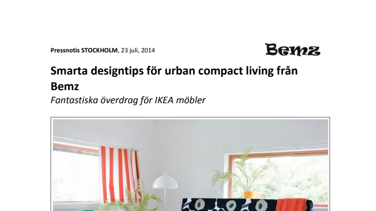 Smarta designtips för urban compact living från Bemz