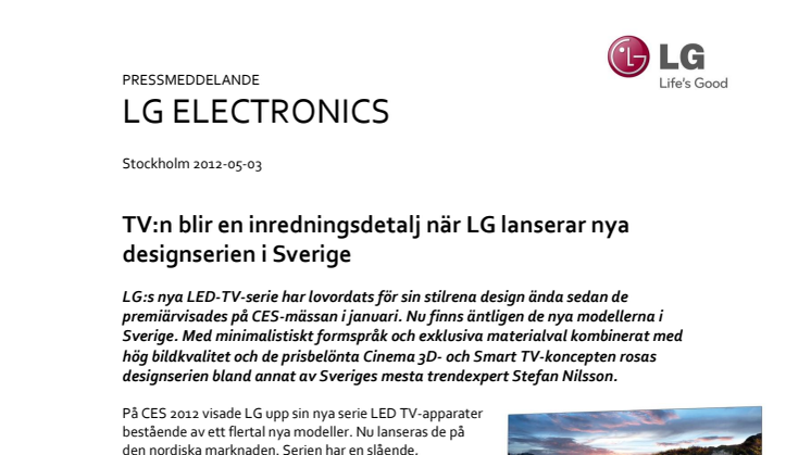 TV:n blir en inredningsdetalj när LG lanserar nya designserien i Sverige