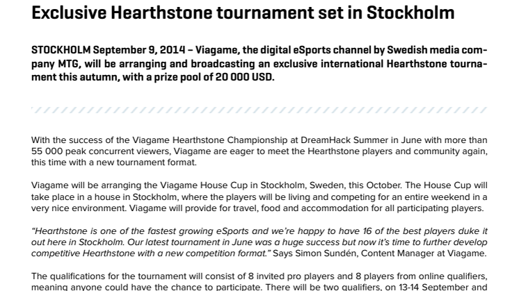 Exclusive Hearthstone tournament arranged in Stockholm
