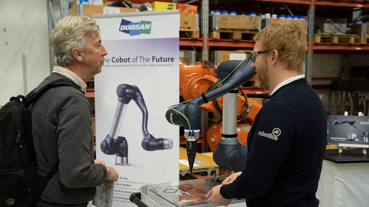 Demonstrationer och föreläsningar om smarta automationslösningar lockade 250 besökare till årets Automationdag på Produktionstekniskt centrum i Trollhättan. Foto: Innovatum Science Park.