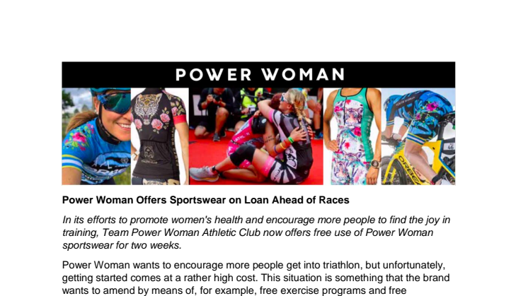 ​Power Woman Offers Sportswear on Loan Ahead of Races to members of Non Profit Team Power Woman Athletic Club