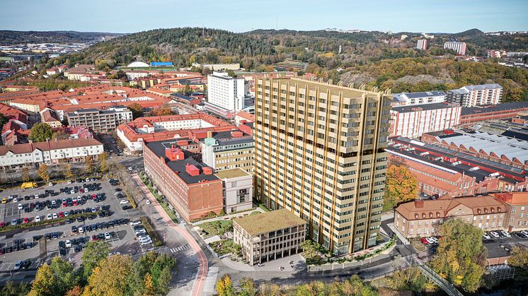 Ombyggnad och påbyggnad av SKF:s gamla huvudkontor i Gamlestaden är ett ärendena på byggnadsnämnden sammanträde nu på fredag. Visionsbild: Wingårdhs.