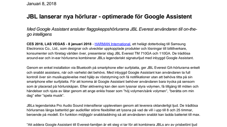 JBL lanserar nya hörlurar - optimerade för Google Assistent