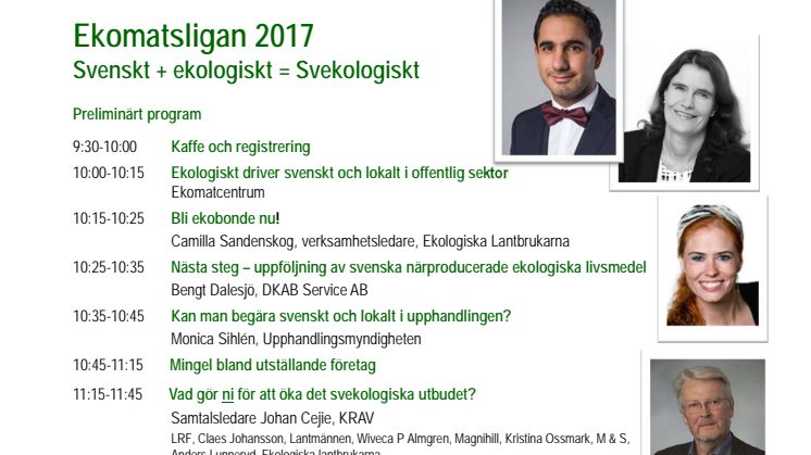 Program Ekomatsligan 2017  Svenskt + ekologiskt = Svekologiskt