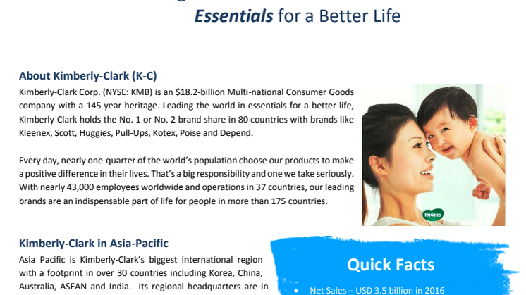 Kimberly-Clark Asia Pacific Fact Sheet